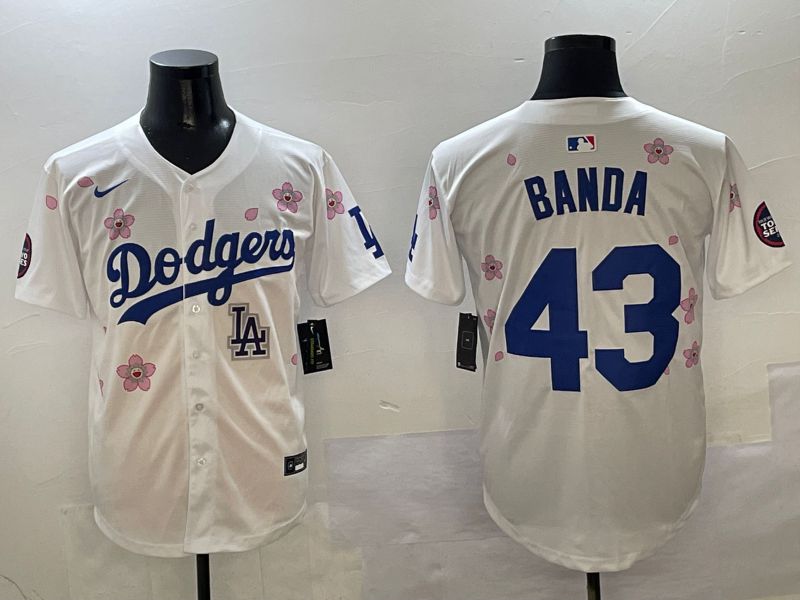 Men Los Angeles Dodgers #43 Banda White Sakura Edition 2025 Nike MLB Jersey style 9->los angeles dodgers->MLB Jersey